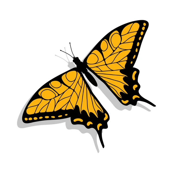 Bela ilustração borboleta amarela — Vetor de Stock