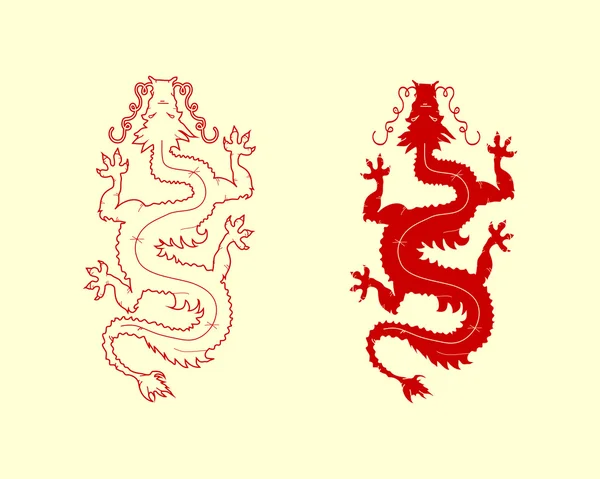 赤いドラゴンのシンボル — ストックベクタ