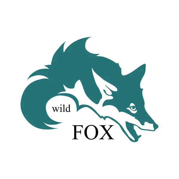 Blauwe wild fox logo — Stockvector