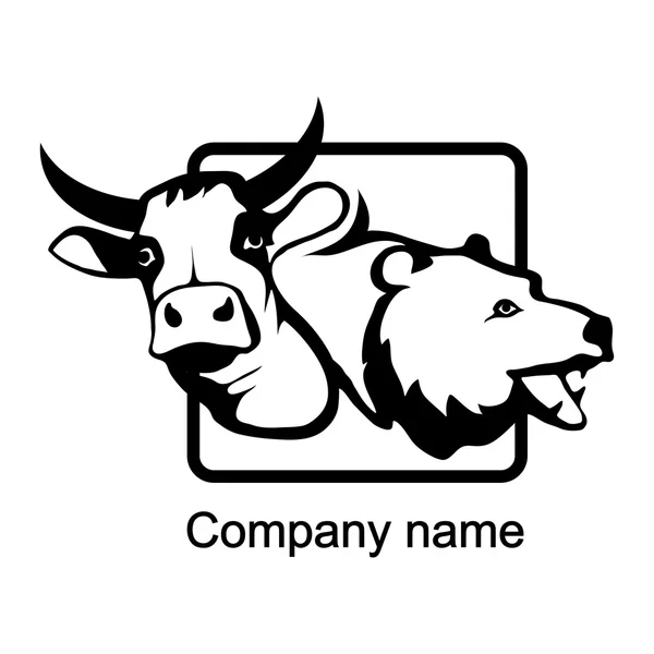 Cow and bear logo — Stock Vector