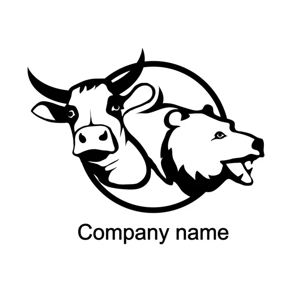 Logo mucca e orso — Vettoriale Stock