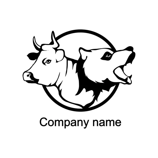 Tehén és a medve logó — Stock Vector