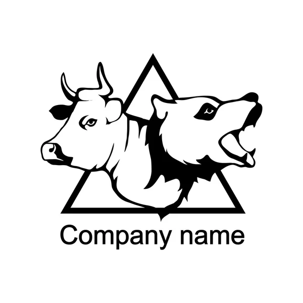Tehén és a medve logó — Stock Vector