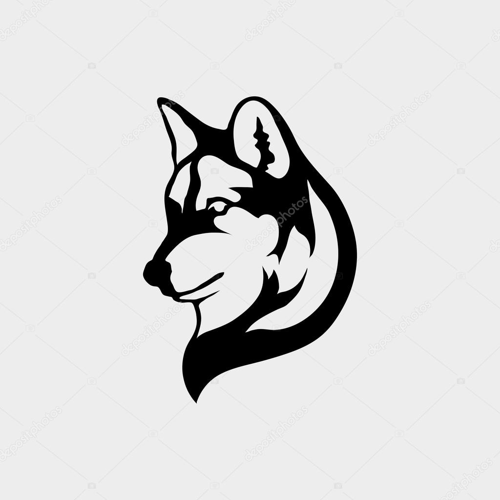 Logo with head of a wolf , vector illustration