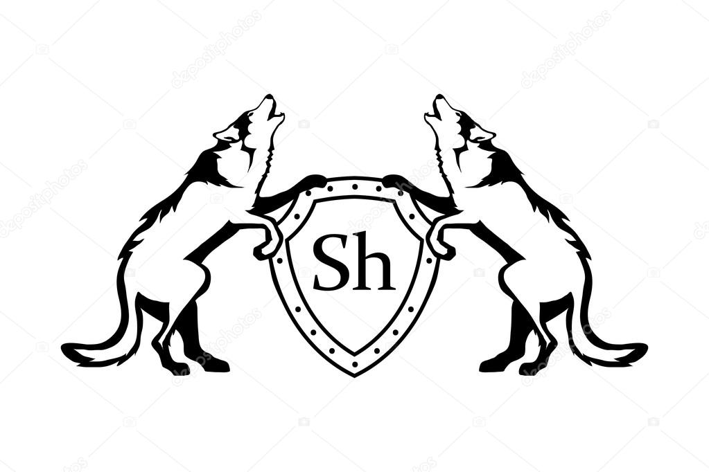 Heraldry wolf logo, vector illustration