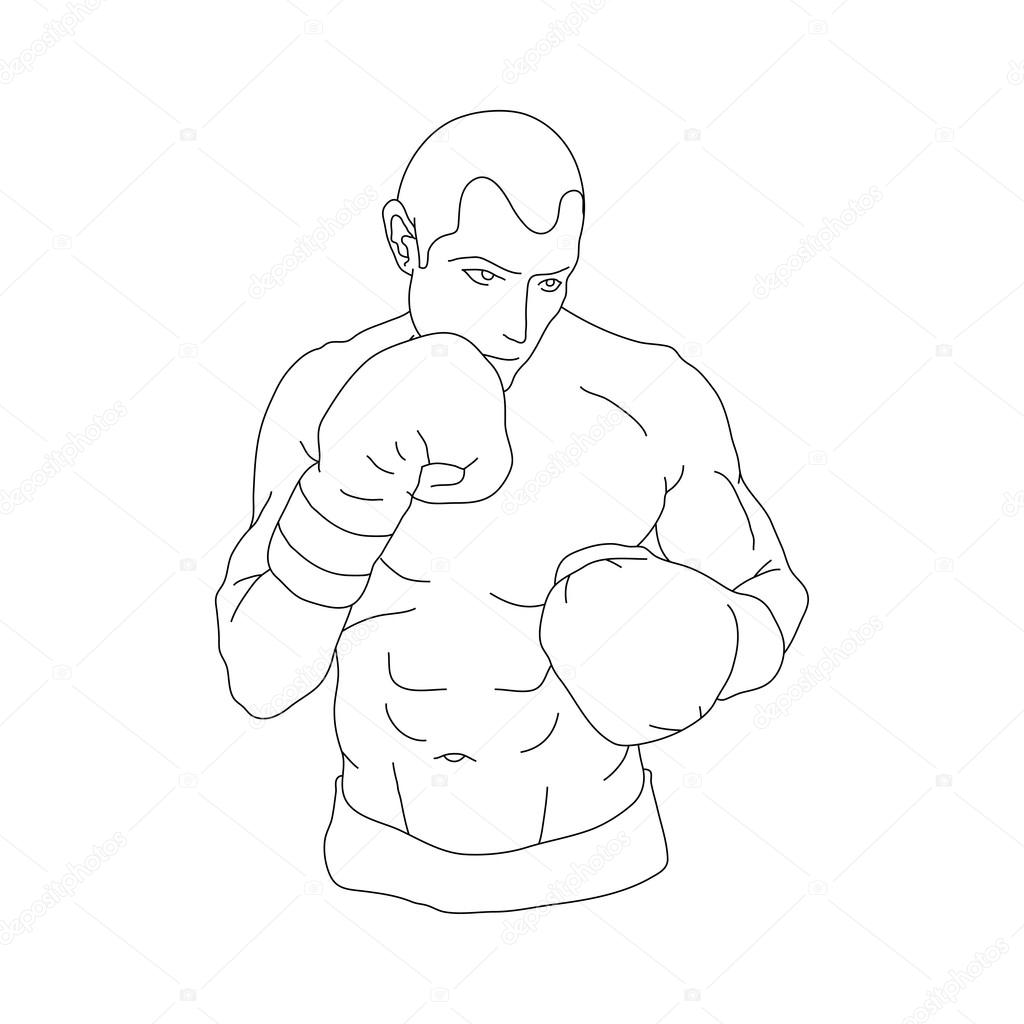 Hand drawn boxer man