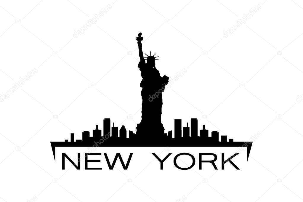 Statue of Liberty in New York on white background