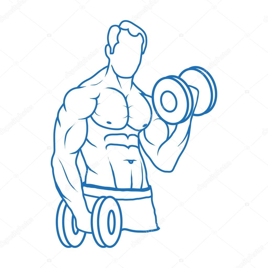 Fitness man training with dumbbells ,vector illustration