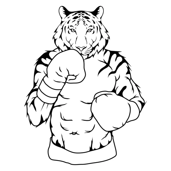 Tigre vestido con estilo de boxeo — Vector de stock