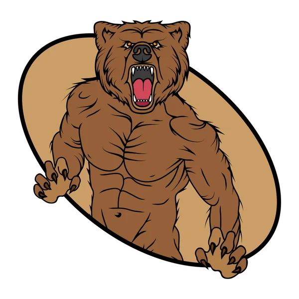 愤怒的熊徽标 — 图库矢量图片