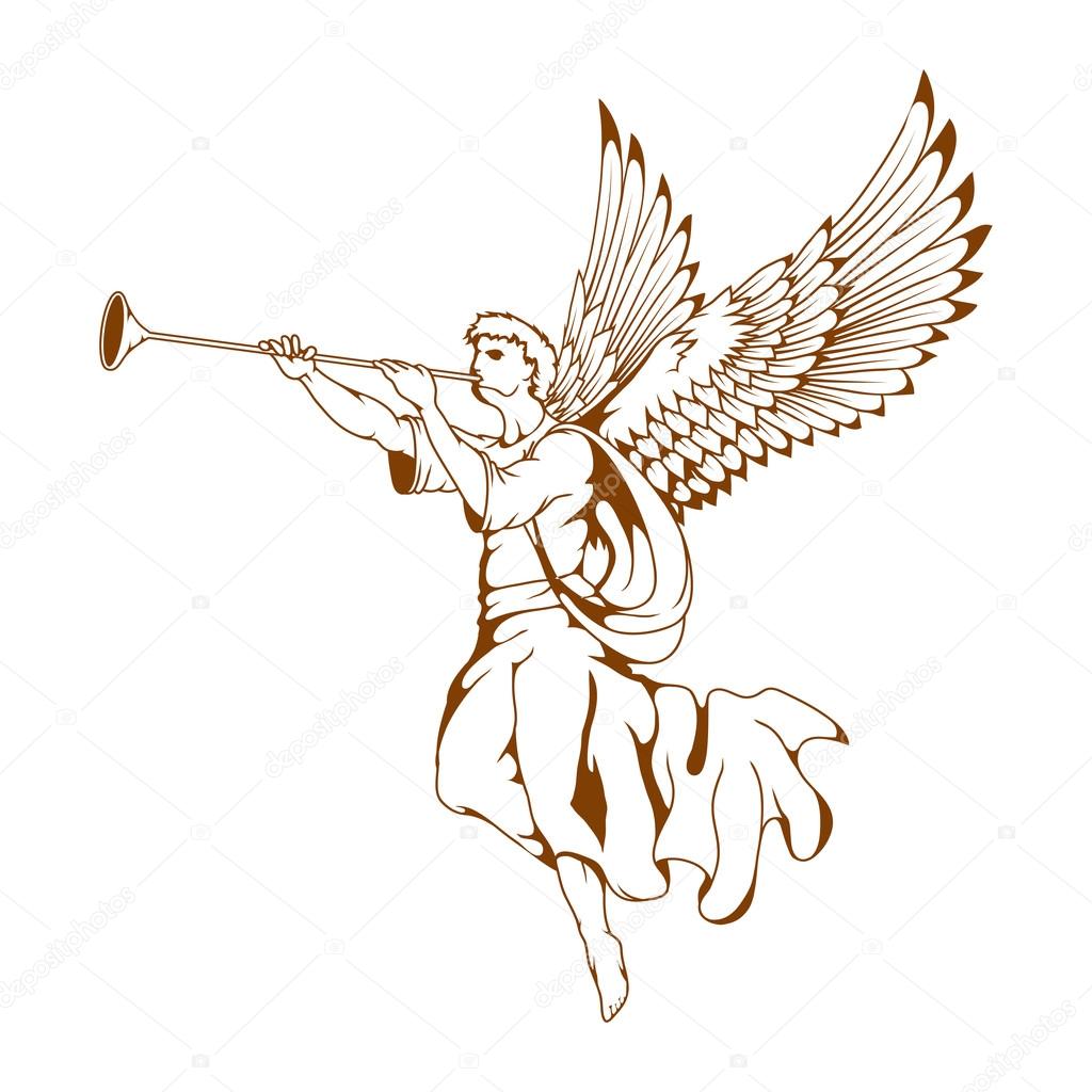Angel with wings and trumpet