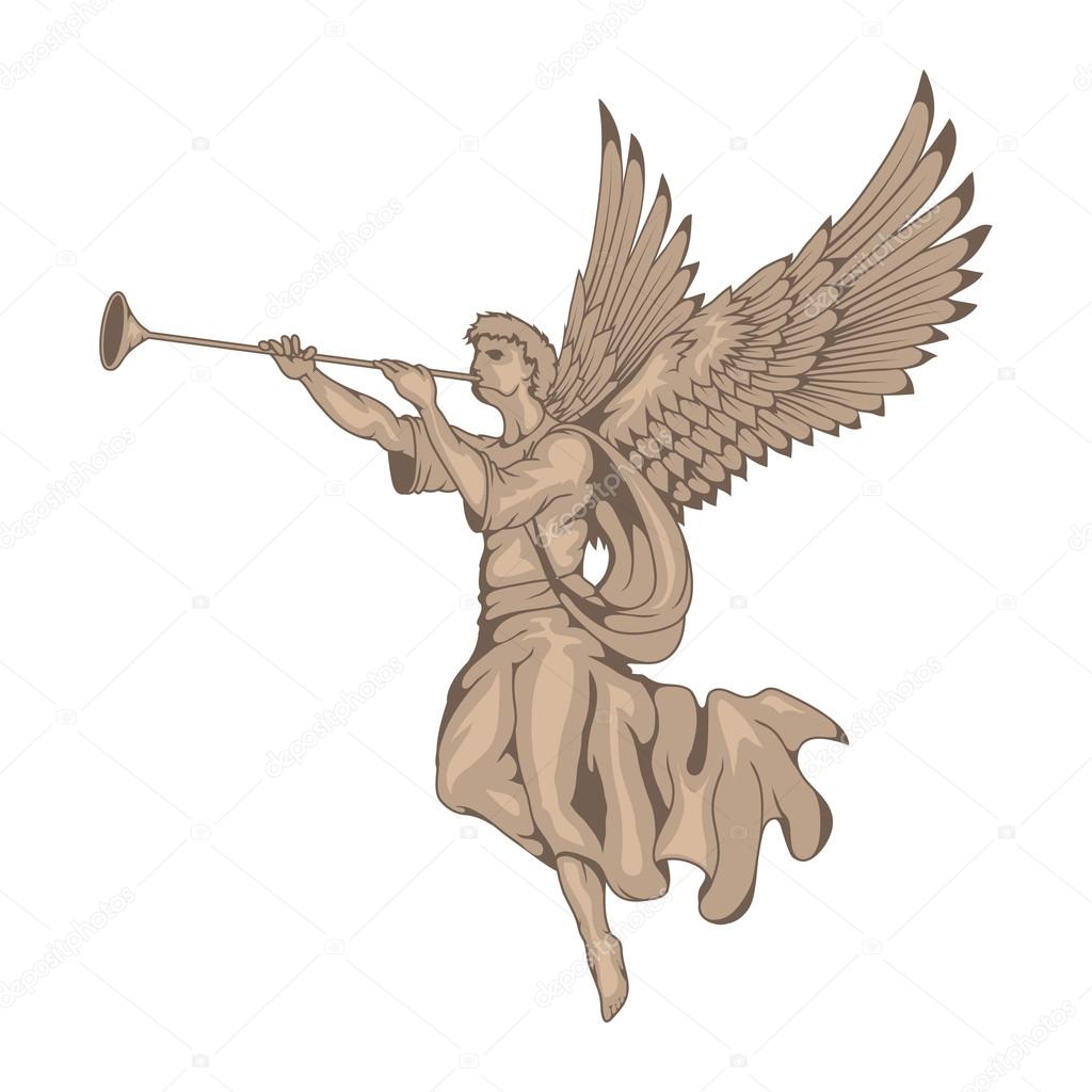 Angel with wings and trumpet