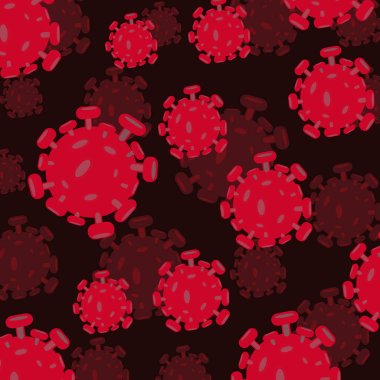 vector coronavirus with red viruses illustration on dark background clipart