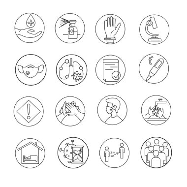 vector of different coronavirus icons on white clipart