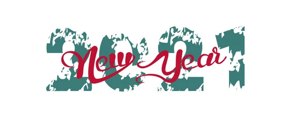 Yeni yıl harfli vektör ve beyaz, afiş üzerinde 2021 sayı