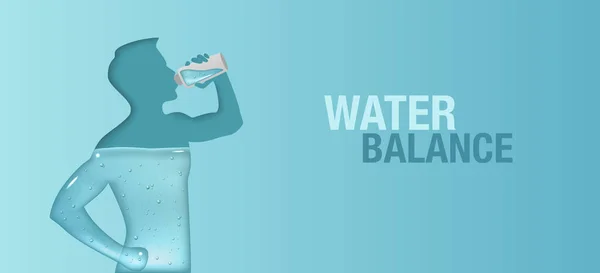 Blaues Vektorbanner Der Aqua Balance Menschlichen Körper Silhouette Des Menschen — Stockvektor