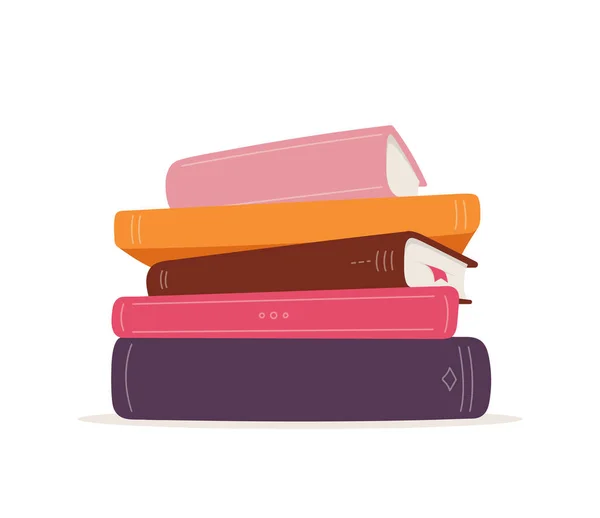 Vector Stack Books Pile Books Isolated White Background Colorful Illustration — 스톡 벡터