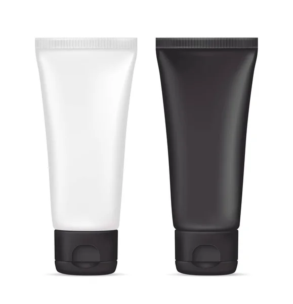 Vector Cream Tube Black White Plastic Cosmetic Container Package Design — Vetor de Stock