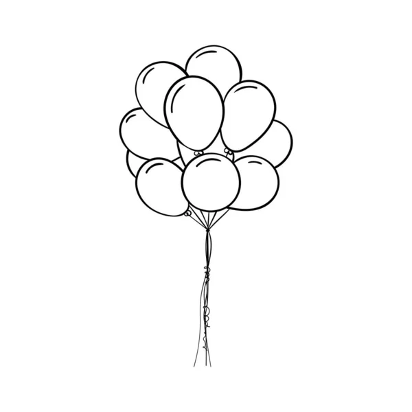 Illustration Vectorielle Ballons Contour Isolés Sur Fond Blanc — Image vectorielle