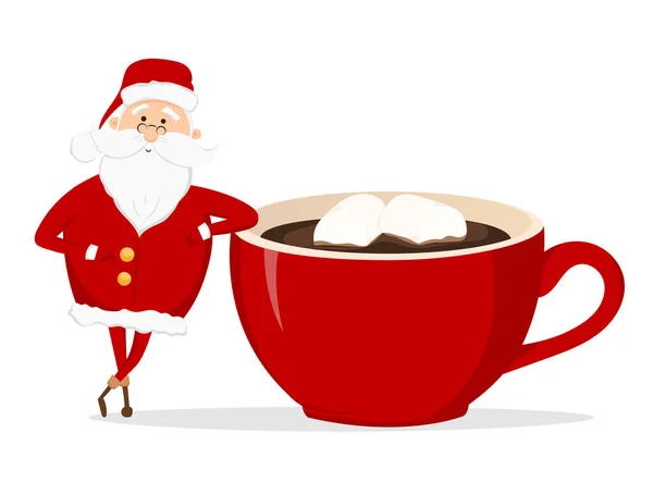 Vector Papai Noel Xícara Café Com Marshmallow — Vetor de Stock