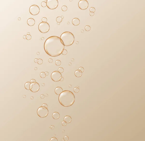 Vector Bruisende Bubbels Champagne Streamen Gouden Achtergrond Onderwater Textuur — Stockvector