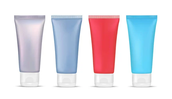 Vector Cream Tube Plastic Cosmetic Container Package Design Blank Mockup — Vetor de Stock
