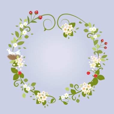 Floral Design Love Spring Beautiful Wedding Wreath Frame Vector Illustration clipart