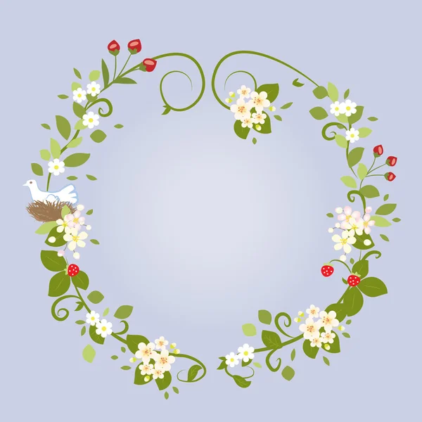 Floral Design Love Spring Beautiful Wedding Wreath Frame Vector Illustration — Stock Vector