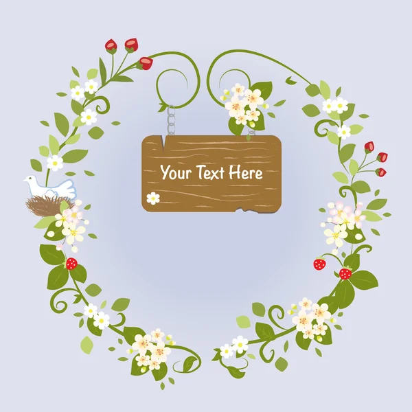 Blossom Frame Fairy bericht tekst Love Bird romantische krans vectorillustratie Vectorbeelden