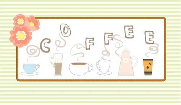Espresso desen kahve fincanı tasarım çiçek vektör çizim