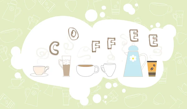 Kahve desen içki kahvaltı mutfak Kupası kabarcık vektör çizim — Stok Vektör