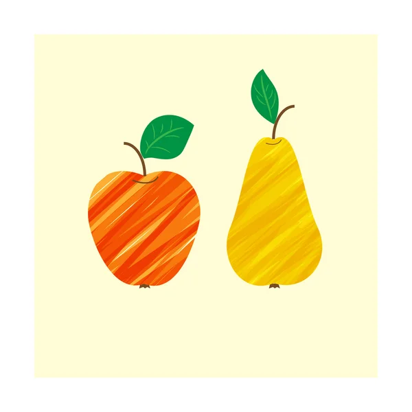 Apple peer fruit eten vers geïsoleerde gezonde vectorillustratie Vectorbeelden
