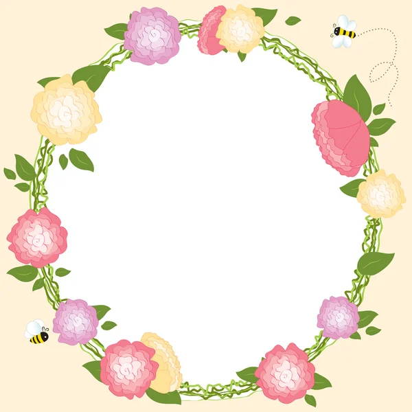 Conjunto de marcos florales Flores retro Corona Tarjeta de boda Vector Ilustración — Archivo Imágenes Vectoriales