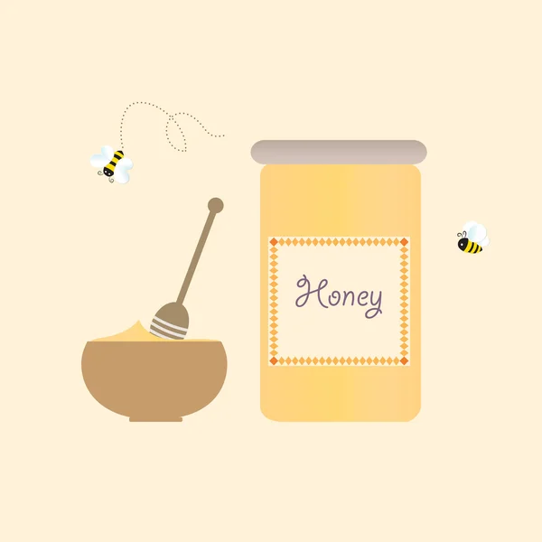 Мультфильм "Bee Jar Honey Retro" — стоковый вектор