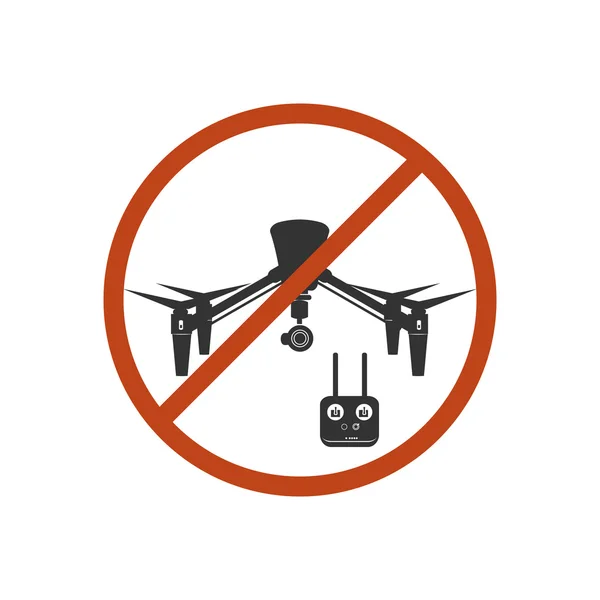 Drone verboden gevarenzone Sky pictogram rood vectorillustratie — Stockvector