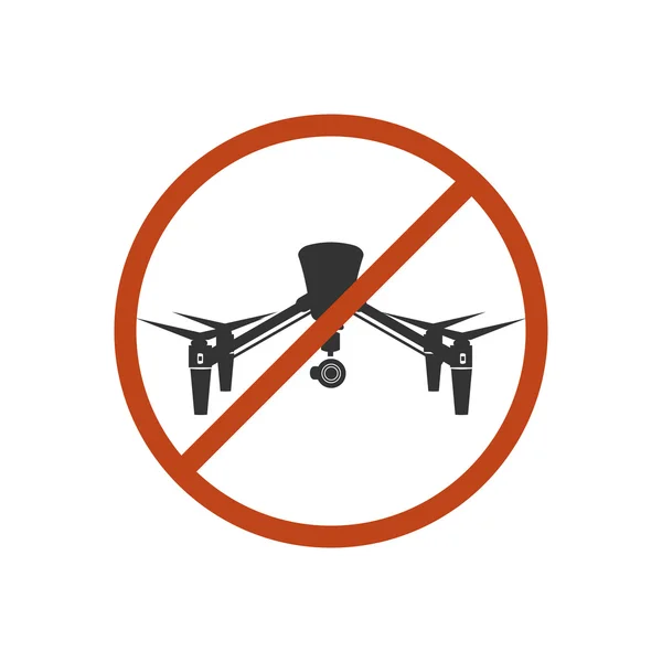Drone sinal de segurança proibir Air Fly Danger Zone Vector Ilustração —  Vetores de Stock
