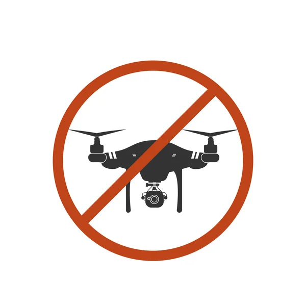 Drone waarschuwing pictogram silhouet verbieden Air vectorillustratie ontwerp — Stockvector