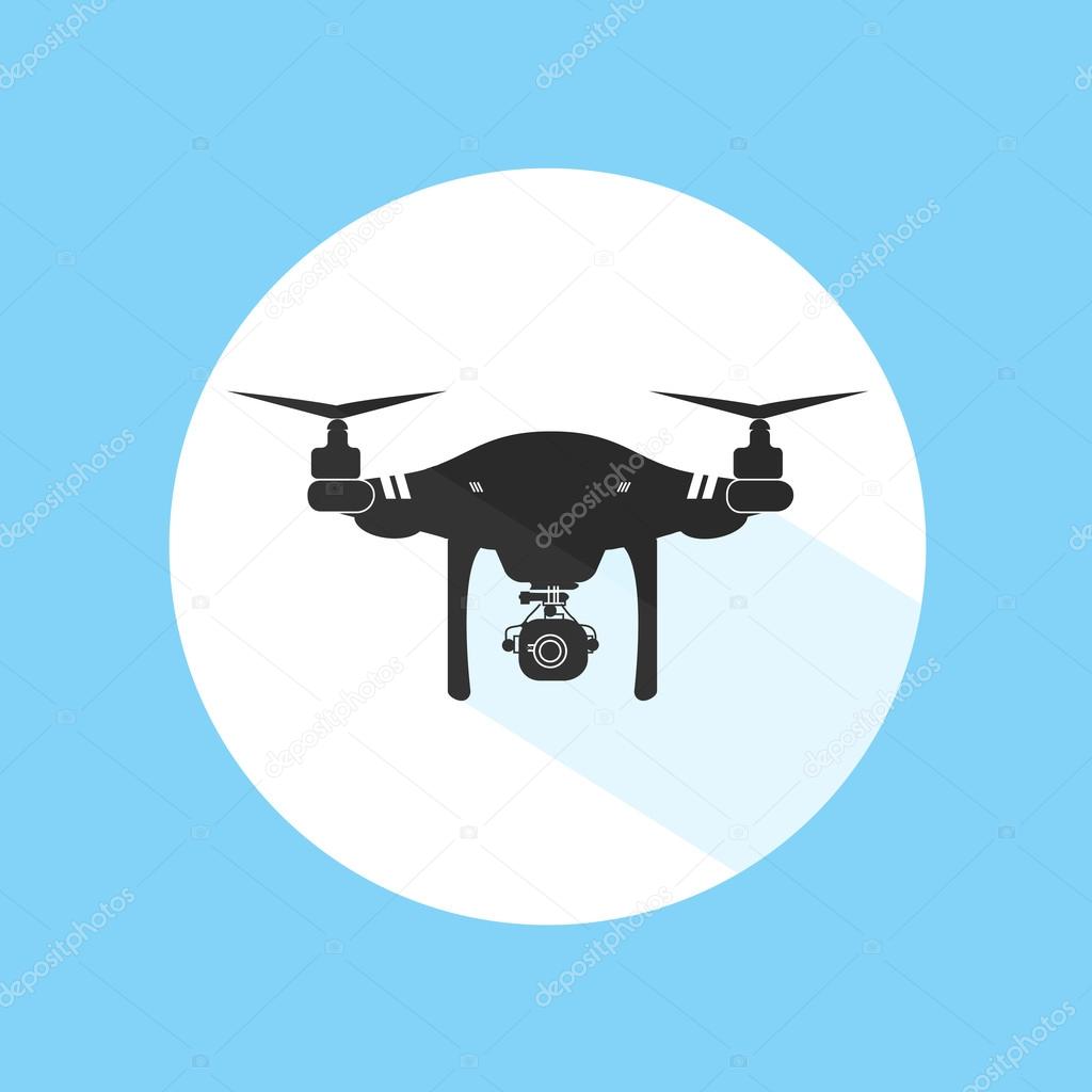 Drone Logo Design Icon Silhouette Technology Camera Vector Illustration