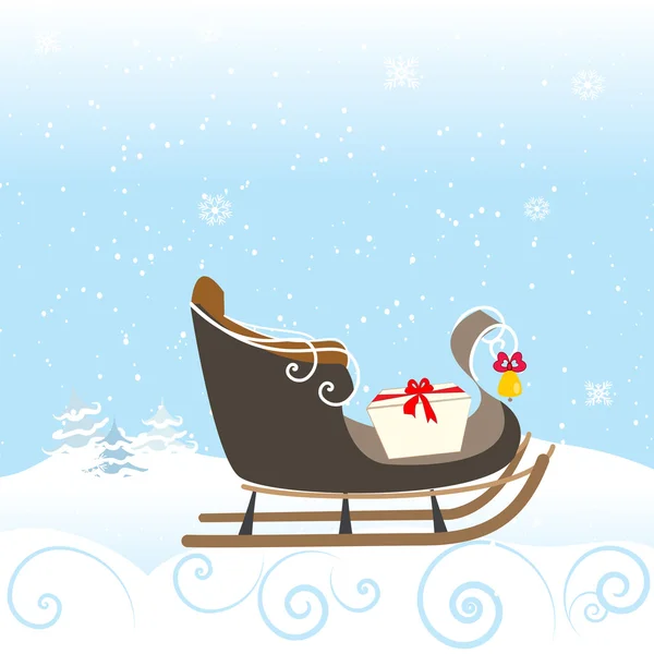 Sled Snow Winter Bell Lovely Kid Special Christimas Vector Illustration — Stock Vector