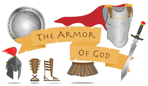 神キリスト教戦士イエス ・ キリスト精神記号ベクトル イラストの鎧 — ストックベクタ