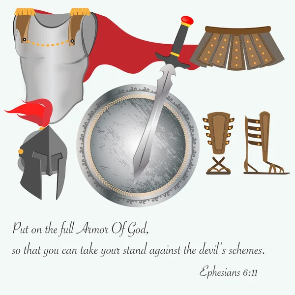 La armadura de Dios Cristianismo Jesucristo Batalla Vector Ilustración — Vector de stock