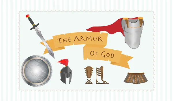 De wapenrusting van God Christendom bericht protestantse Warrior vectorillustratie — Stockvector