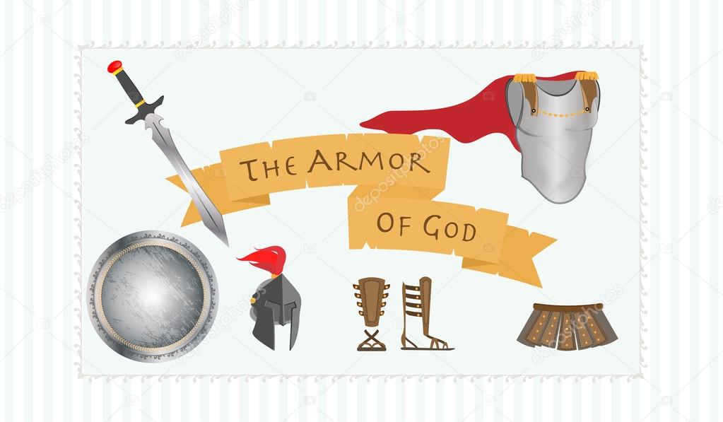 The Armor of God Christianity Message Protestant Warrior Vector Illustration