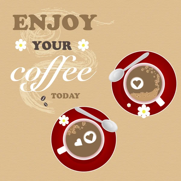 Koffie bloem achtergrond textuur verliefdheid papier hart Cappuccino vectorillustratie — Stockvector
