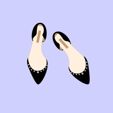 Siyah ayakkabılar moda Glamour kız stil vektör çizim alışveriş