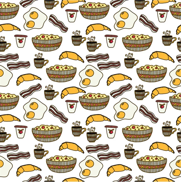 Seamless breakfast pattern — Stock Vector