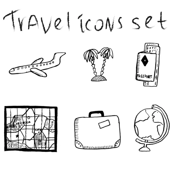 Set of sketch travel icons — Stock Vector