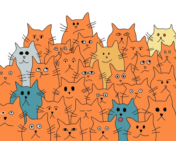 Fondo con el divertido lindo naranja gatos . — Vector de stock