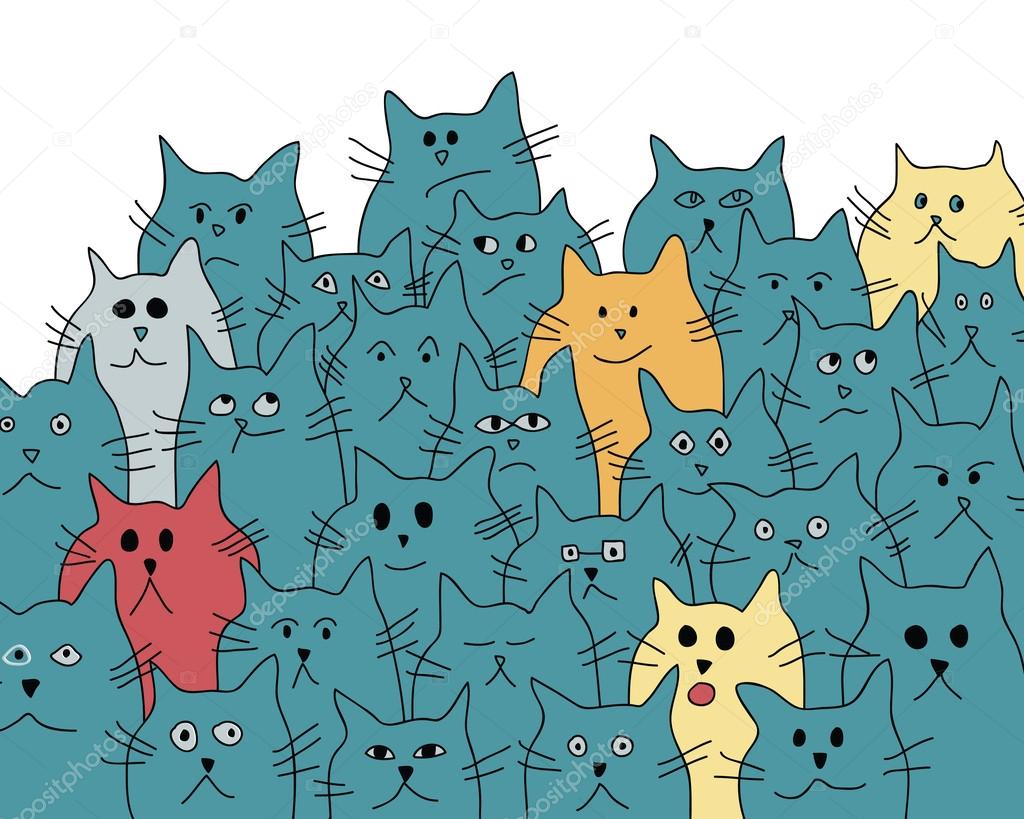 Background with the funny cute cats