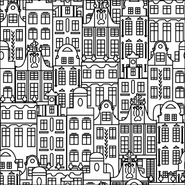 Шаблон с черно-белыми зданиями — стоковый вектор